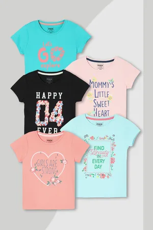 Max Collection Girls Graphic Printed T-Shirt - Pack of 5