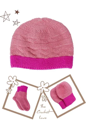 Bharatasya Kids Self Design Pure Cotton Beanie with Socks & Mitten