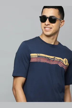 Skechers Men Blue Brand Logo Printed T-shirt