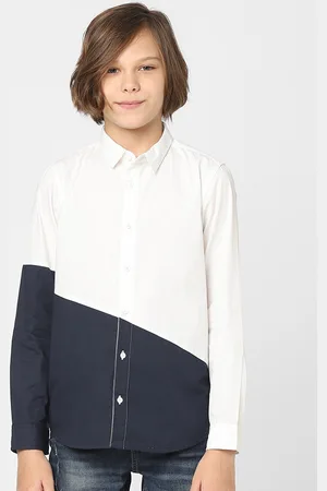 JACK & JONES Boys White Colourblocked Casual Shirt