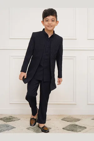 Vastramay Boys Slim Fit Embroidered Sherwani Set