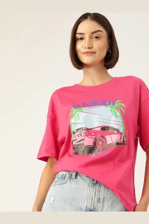 DressBerry Women Graphic Printed Round Neck Cotton Oversized T-shirt