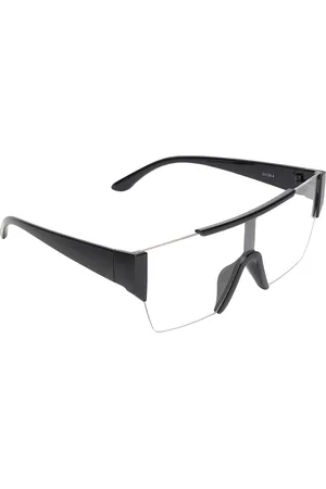 GARTH Unisex Clear Lens & Black Rectangle Sunglasses with UV Protected Lens