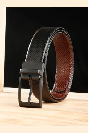 Teakwood Leathers Men Textured Leather Reversible Formal Belt