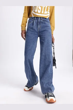 DressBerry Women Denim Drip Wide Leg Jeans