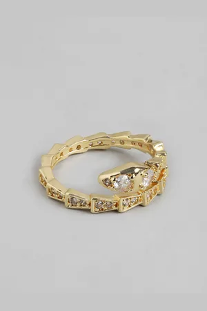 DressBerry Women Stone-Studded Snake-Shaped Adjustable Finger Ring