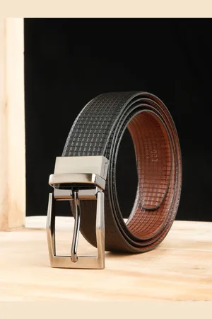 Teakwood Leathers Men Textured Leather Reversible Formal Belt