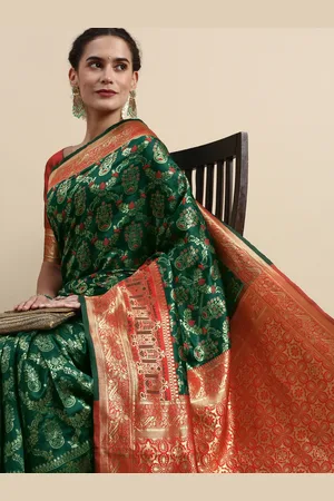 Lilots Ethnic Motifs Woven Design Banarasi Saree with Blouse Piece