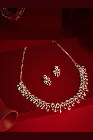 Ami Rose-Gold Plated Dazzling Cubic Zirconia-Studded Necklace and Earrings