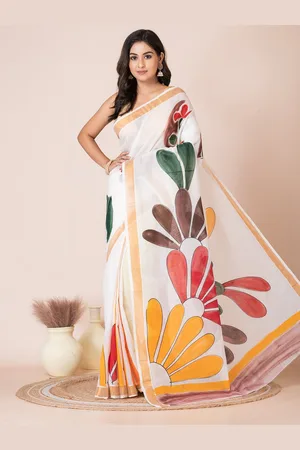 Laa Calcutta Floral Pure Cotton Saree