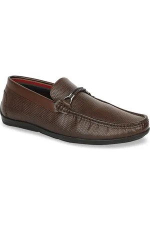 Bata Men Brown Textured Loafers