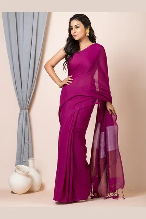 Laa Calcutta Zari Solid Saree