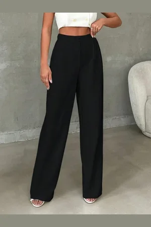 KERI PERRY Women Relaxed Straight Leg High-Rise Trousers