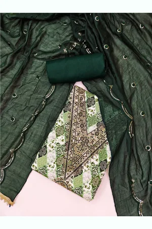 Lilots Ethnic Motifs Printed Sequinned Pure Cotton Unstitched Dress Material