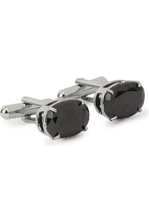 Alvaro Castagnino Silver-Toned & Black Cufflink