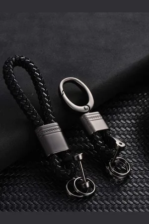 Contacts Braided Leather Strap Key Chain Ring