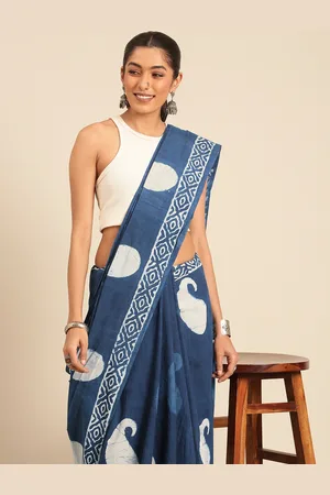 Taavi Paisley Block Print Pure Cotton Saree