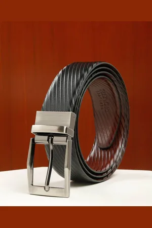 Teakwood Leathers Men Textured Leather Reversible Formal Belt