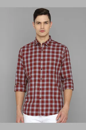 Louis Philippe Men Maroon Tartan Checked Pure Cotton Casual Shirt
