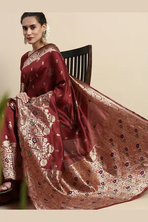 Lilots Ethnic Motifs Woven Design Banarasi Saree with Blouse Piece