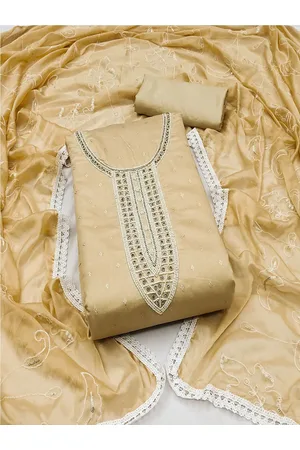Lilots Ethnic Motifs Woven Design Beads and Stones Unstitched Dress Material