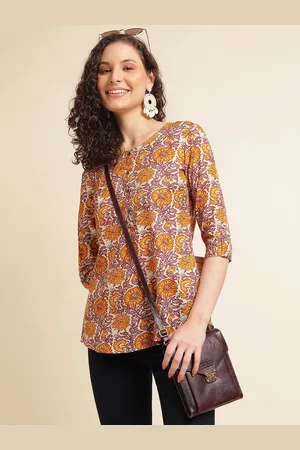 DressBerry Women Floral Print Roll-Up Sleeves Top