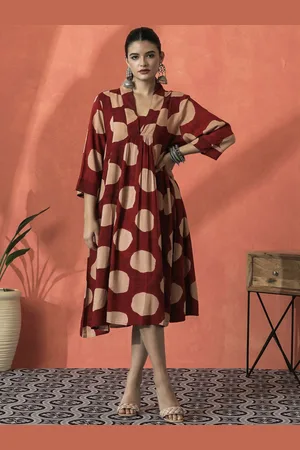 Sangria Printed A-Line Ethnic Dress
