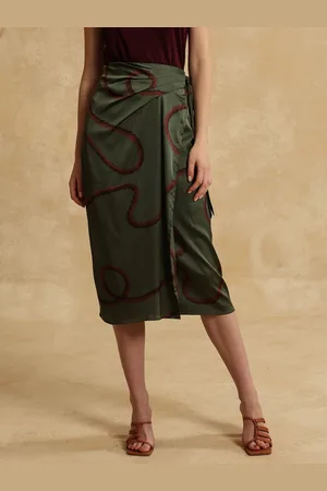 Kazo Yana Women Printed Wrap Midi Skirts