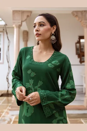 Ishin Floral Printed Sequinned Straight Kurta With Palazzos