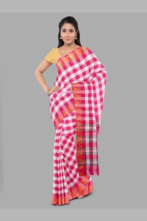 The Chennai Silks Checked Zari Pure Cotton Fusion Chettinad Saree