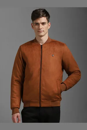 Louis Philippe Men Stand Collar Solid Casual Bomber Jacket