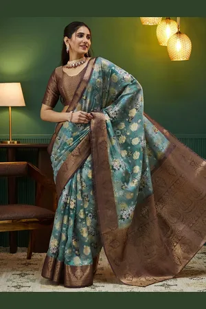 Satrani Floral Zari Pure Silk Chanderi Saree