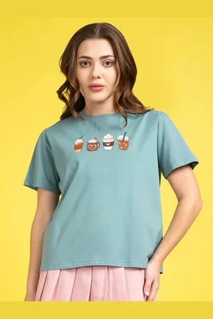 Mast & Harbour Women Graphic Printed Round Neck Cotton Oversized T-shirt
