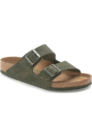 Birkenstock Arizona Vegan Desert Dust Thyme Regular Width Micro Fibre Two-Strap Sandals