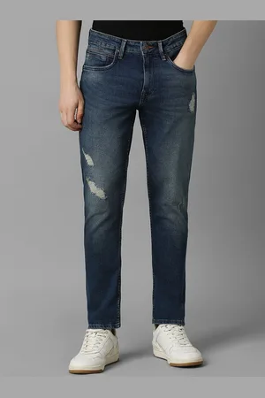 Louis Philippe Men Slim Fit Mildly Distressed Heavy Fade Jeans