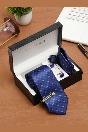 MUTAQINOTI Men Thin Checked Necktie Accessory Gift Set
