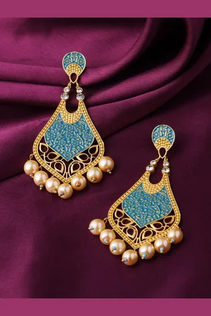 Celebravo Brass-Plated Contemporary Drop Earrings
