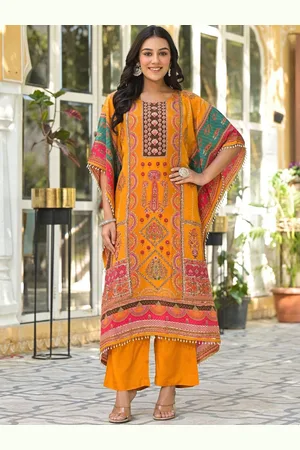 AUTUMN LANE Floral Printed Kaftan Kurta With Palazzo