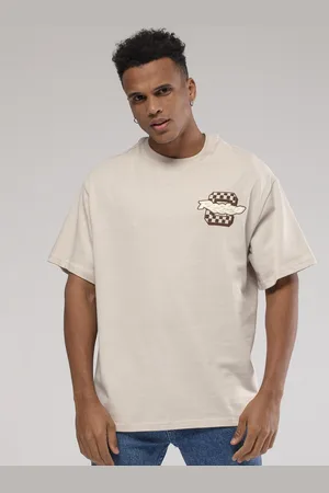 Catch Typography Printed Drop-Shoulder Sleeves Pure Cotton Loose T-shirt