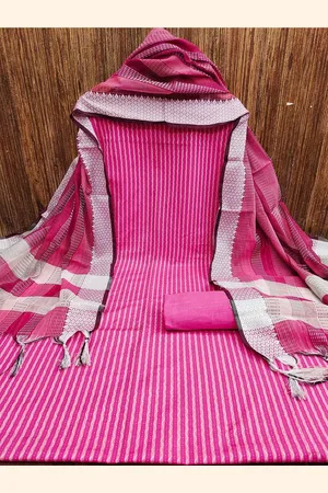 Lilots Striped Printed Unstitched Dress Material