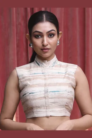 Indethnic Women Woven Design Saree Blouse