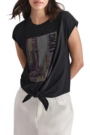 DKNY Women Printed Extended Sleeves Pockets T-shirt