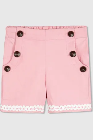 Cherry Crumble Girls Pink Solid Regular Fit Regular Shorts