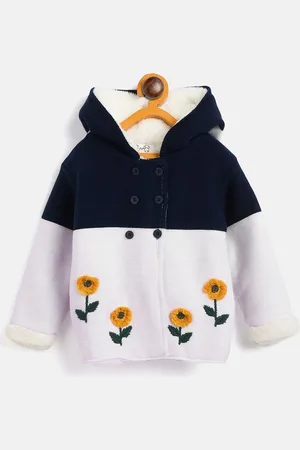 JWAAQ Girls Floral Cardigan with Embroidered Detail