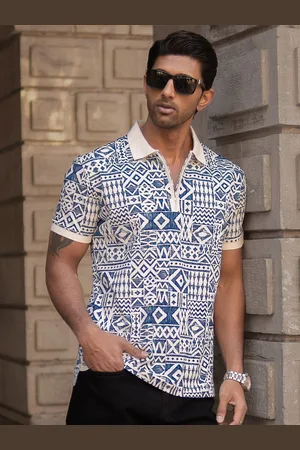 Powerlook Men Geometric Printed Polo Collar T-shirt