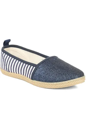 Bubblegummers Girls Blue Striped Ballerinas