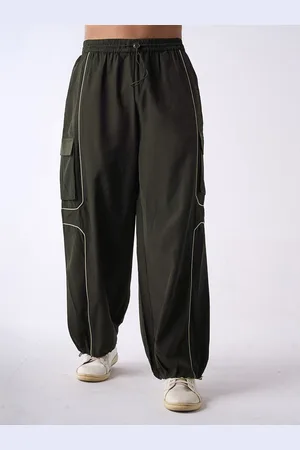 IZF Men Cargo Air Piping Parachute Pants