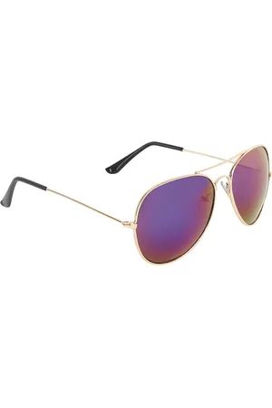 GARTH Unisex Violet and Gold Lens & Gold-Toned Aviator Sunglasses with UV Protected Lens