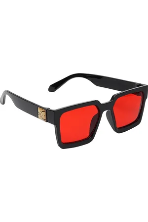 GARTH Unisex Red Lens & Black Square Sunglasses With UV Protected Lens