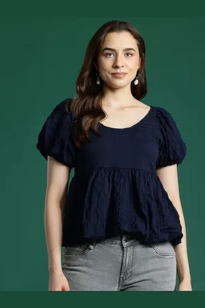 DressBerry Sweetheart Neck Seersucker Peplum Top